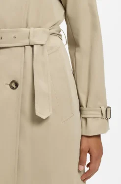 Water-repellent trench coat with buckled belt
