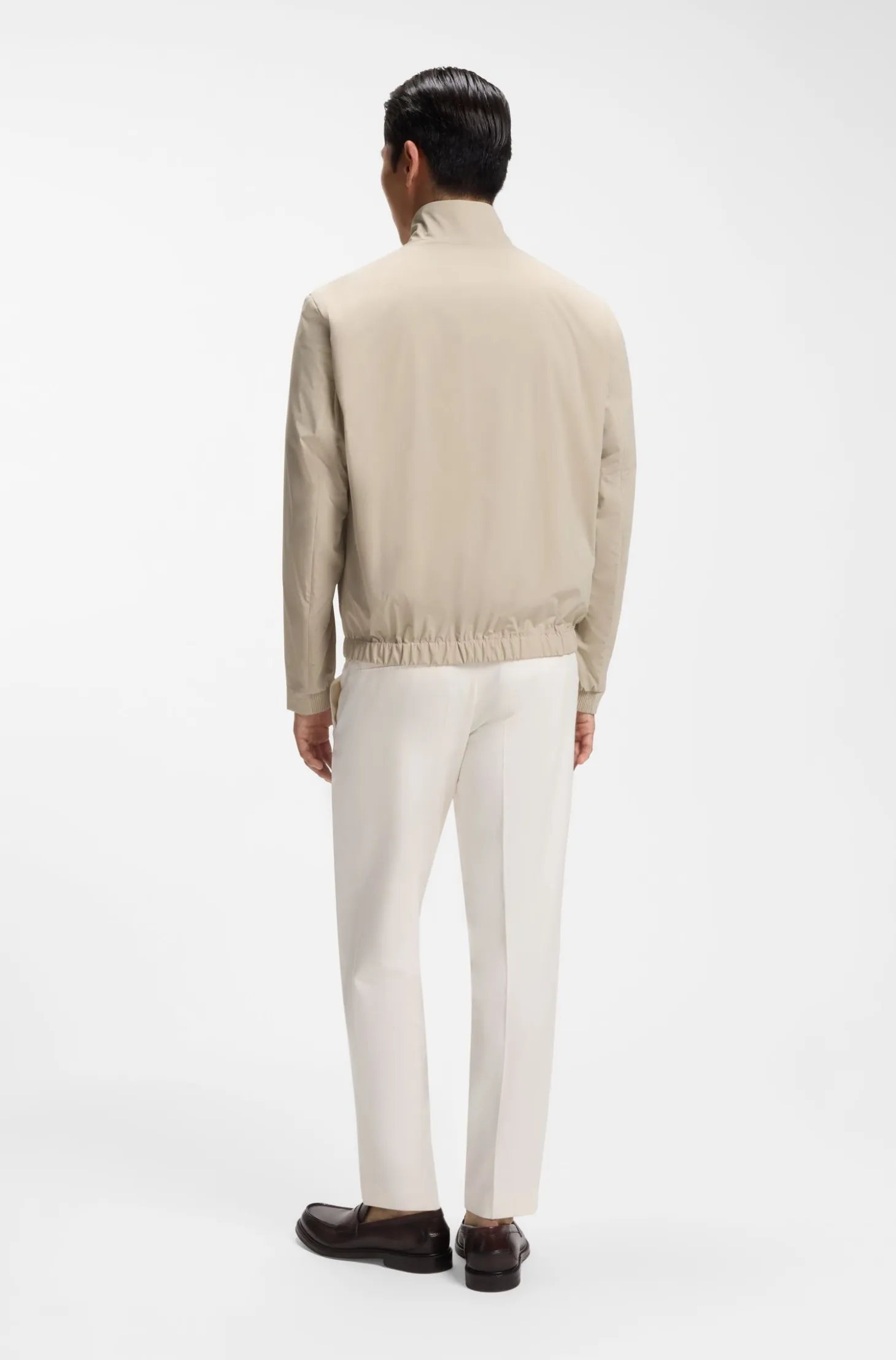 Water-repellent zipped jacket with two-way stretch