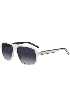 White-acetate sunglasses with layered temples