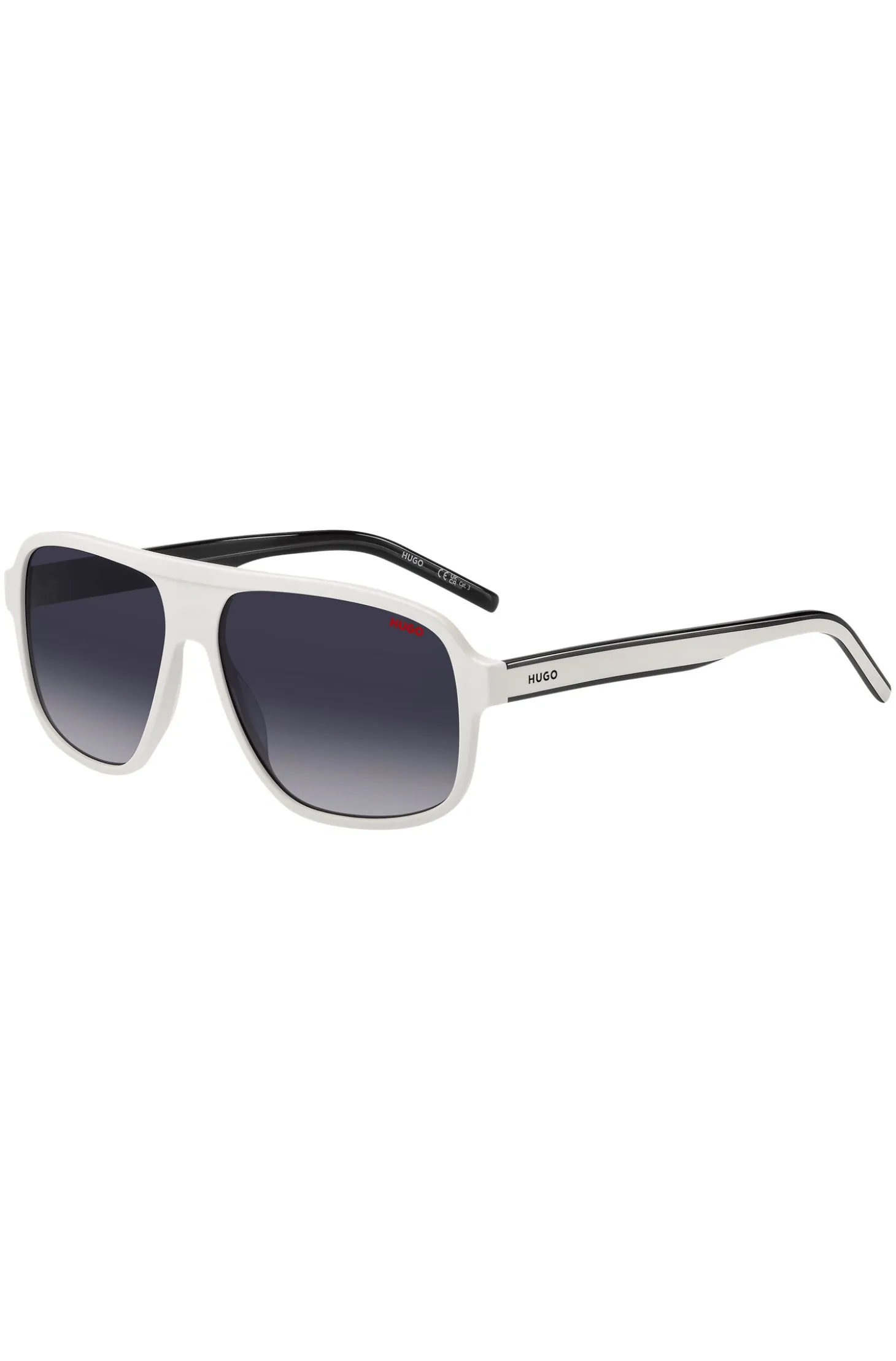 White-acetate sunglasses with layered temples
