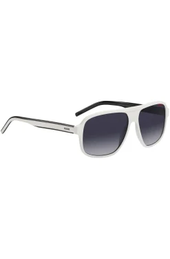 White-acetate sunglasses with layered temples