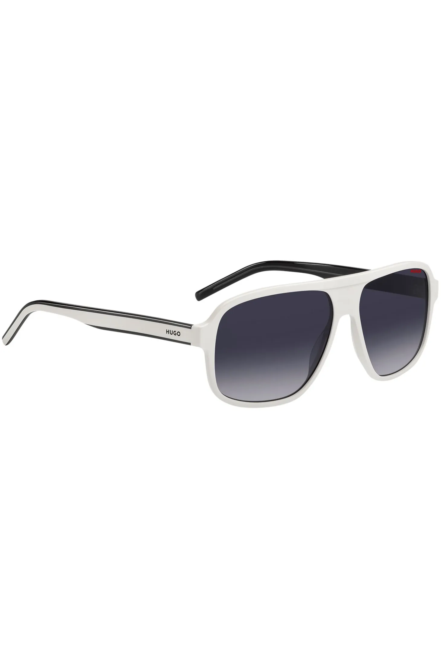 White-acetate sunglasses with layered temples
