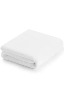 White cotton bath sheet with tonal embroidered logo