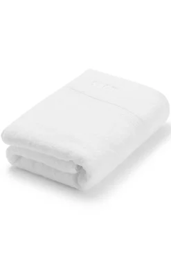White cotton bath towel with embroidered logo