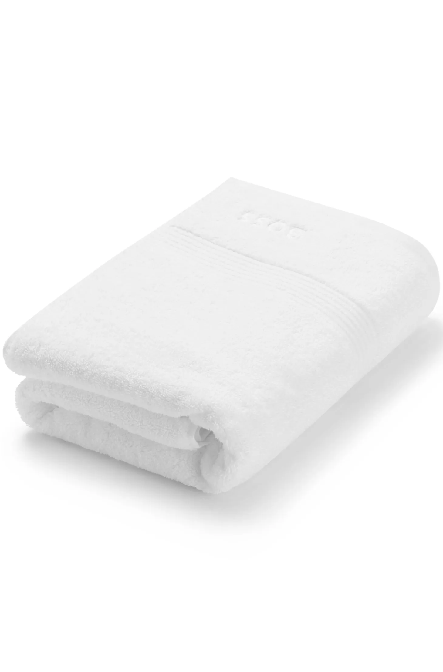 White cotton bath towel with embroidered logo