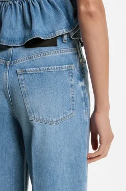 Wide-leg-fit jeans in light-blue denim