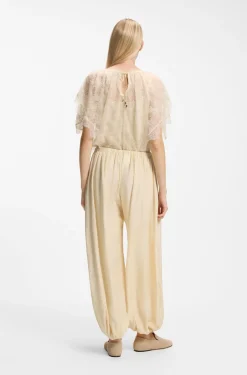 Wide-leg-fit trousers blended with modal