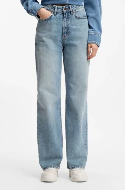 Wide-leg jeans in blue cotton denim