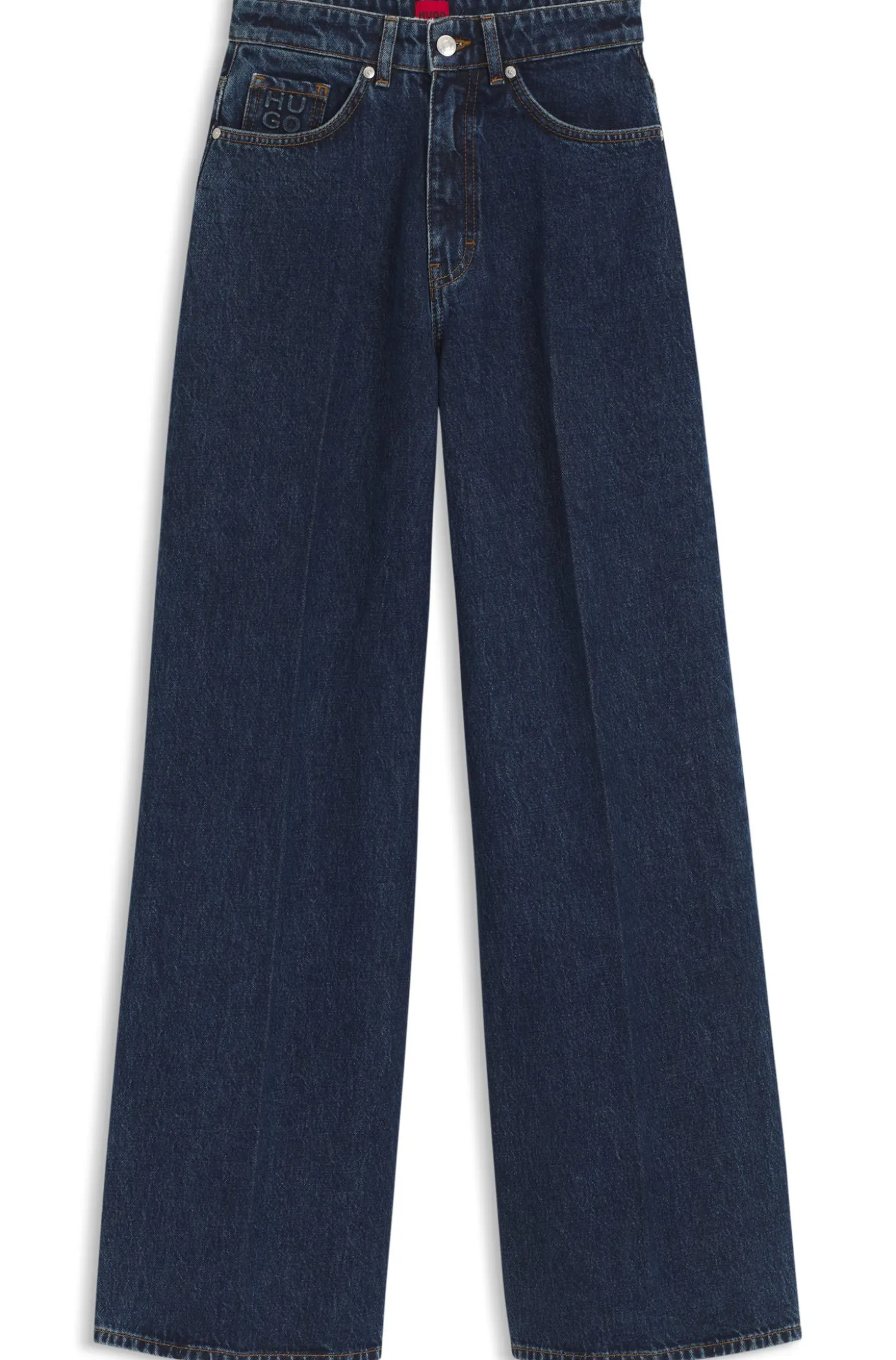 Wide-leg jeans in blue denim with front pleats