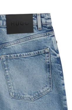 Wide-leg jeans in blue stretch denim