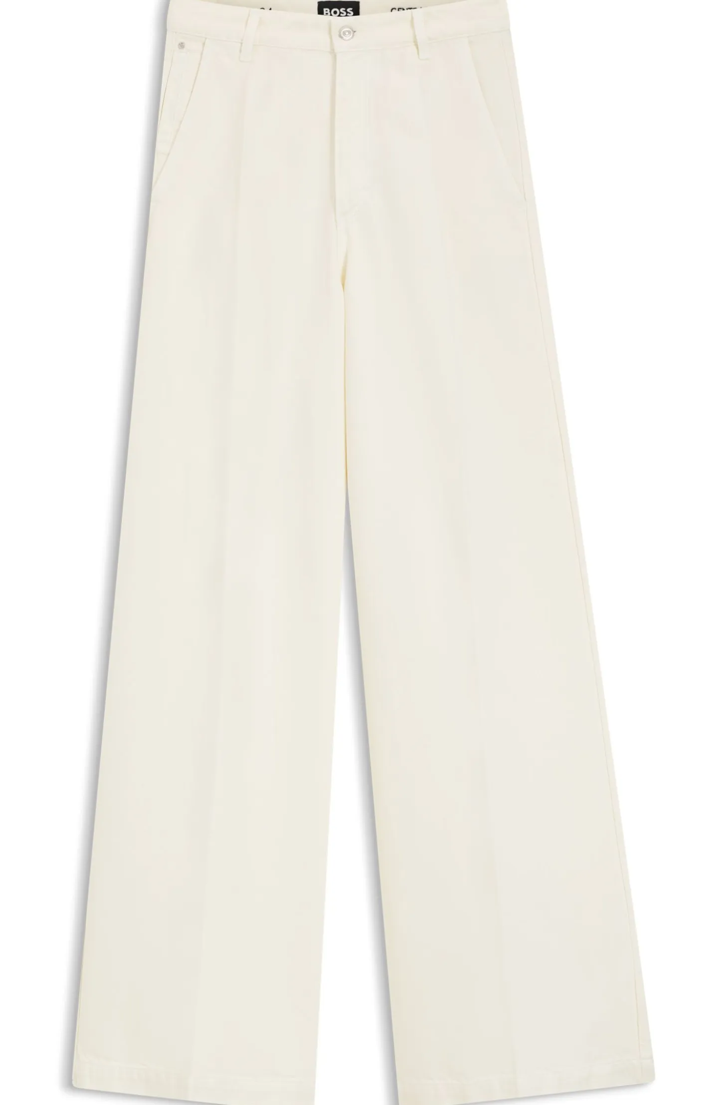 Wide-leg jeans in cream denim with front crease