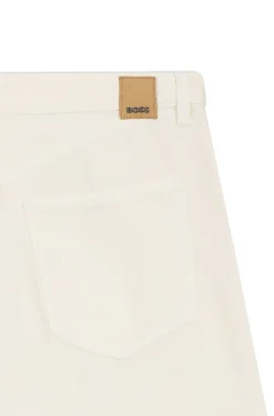 Wide-leg jeans in cream denim with front crease
