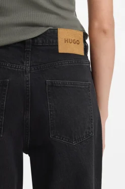 Wide-leg loose-fit jeans in black cotton