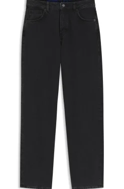 Wide-leg loose-fit jeans in black cotton