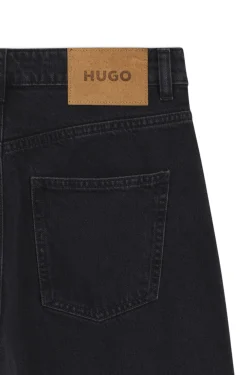 Wide-leg loose-fit jeans in black cotton