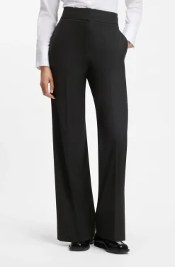 Wide-leg regular-fit trousers in stretch fabric