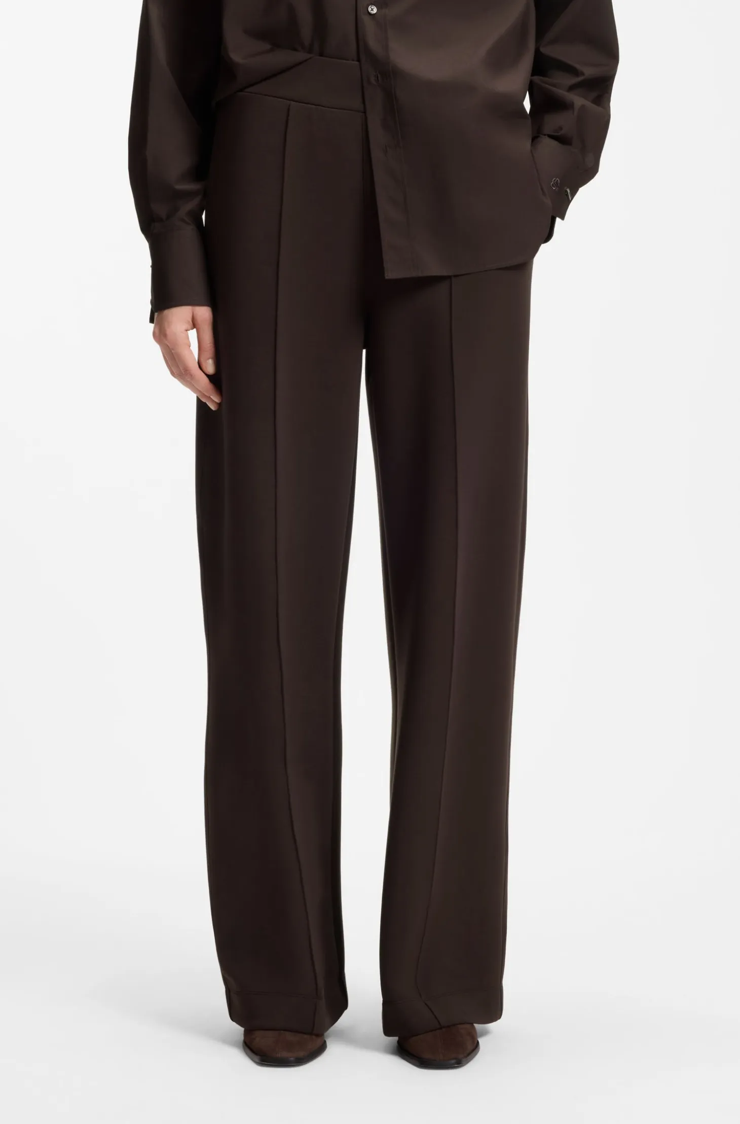 Wide-leg relaxed-fit trousers with Double B logo