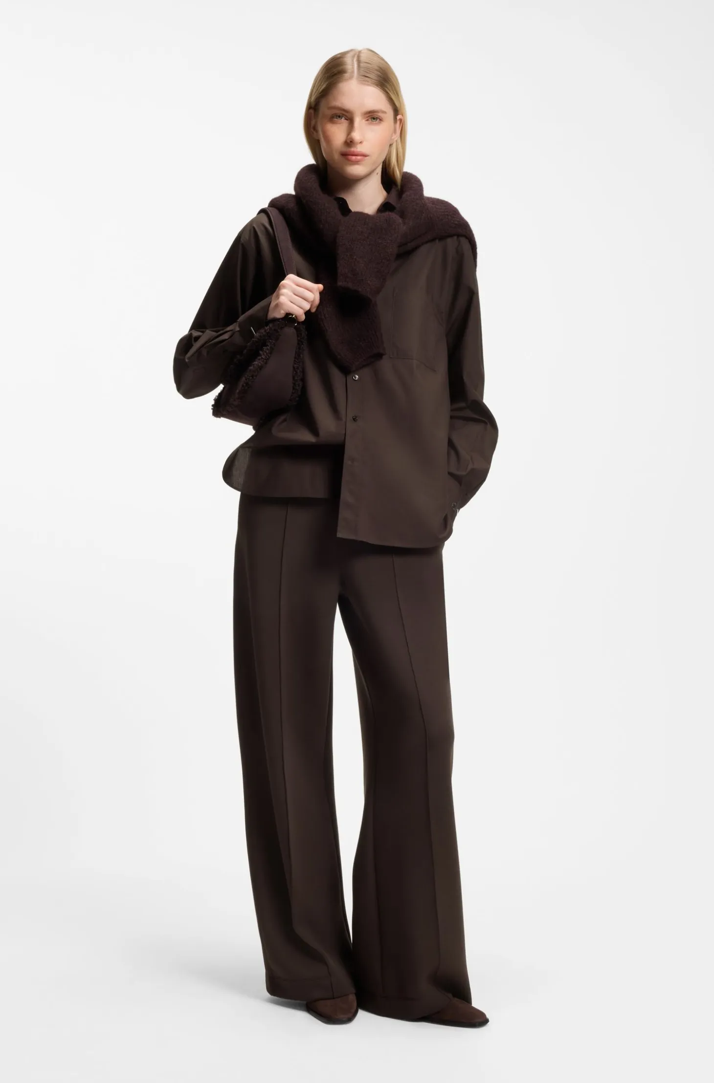 Wide-leg relaxed-fit trousers with Double B logo