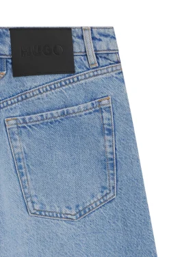Wide-leg shorts in bright-blue denim