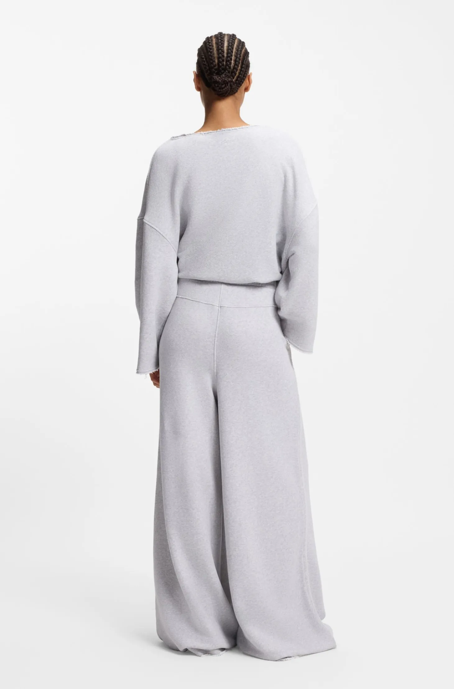 Wide-leg tracksuit bottoms in a cotton blend