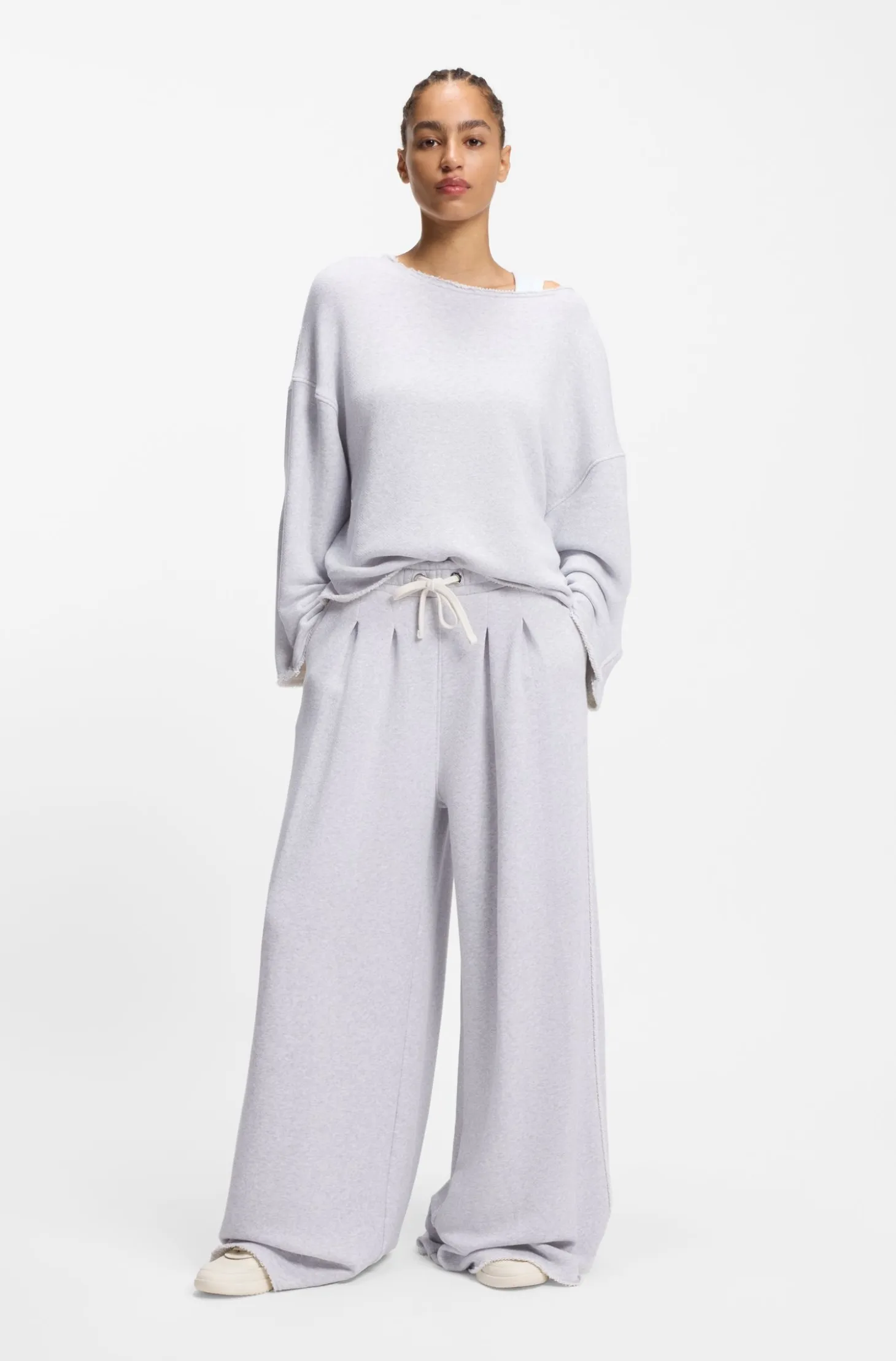 Wide-leg tracksuit bottoms in a cotton blend