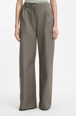 Wide-leg trousers in cotton denim