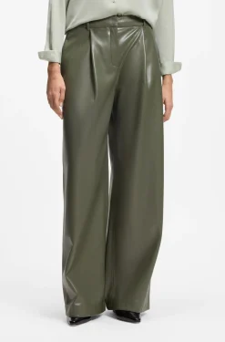 Wide-leg trousers in faux leather