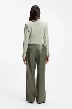 Wide-leg trousers in faux leather