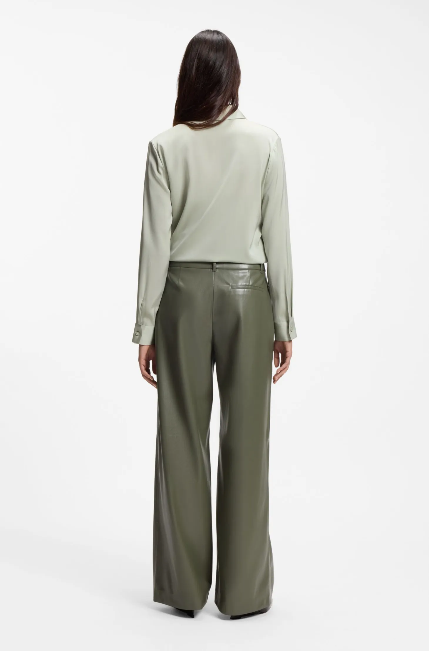 Wide-leg trousers in faux leather