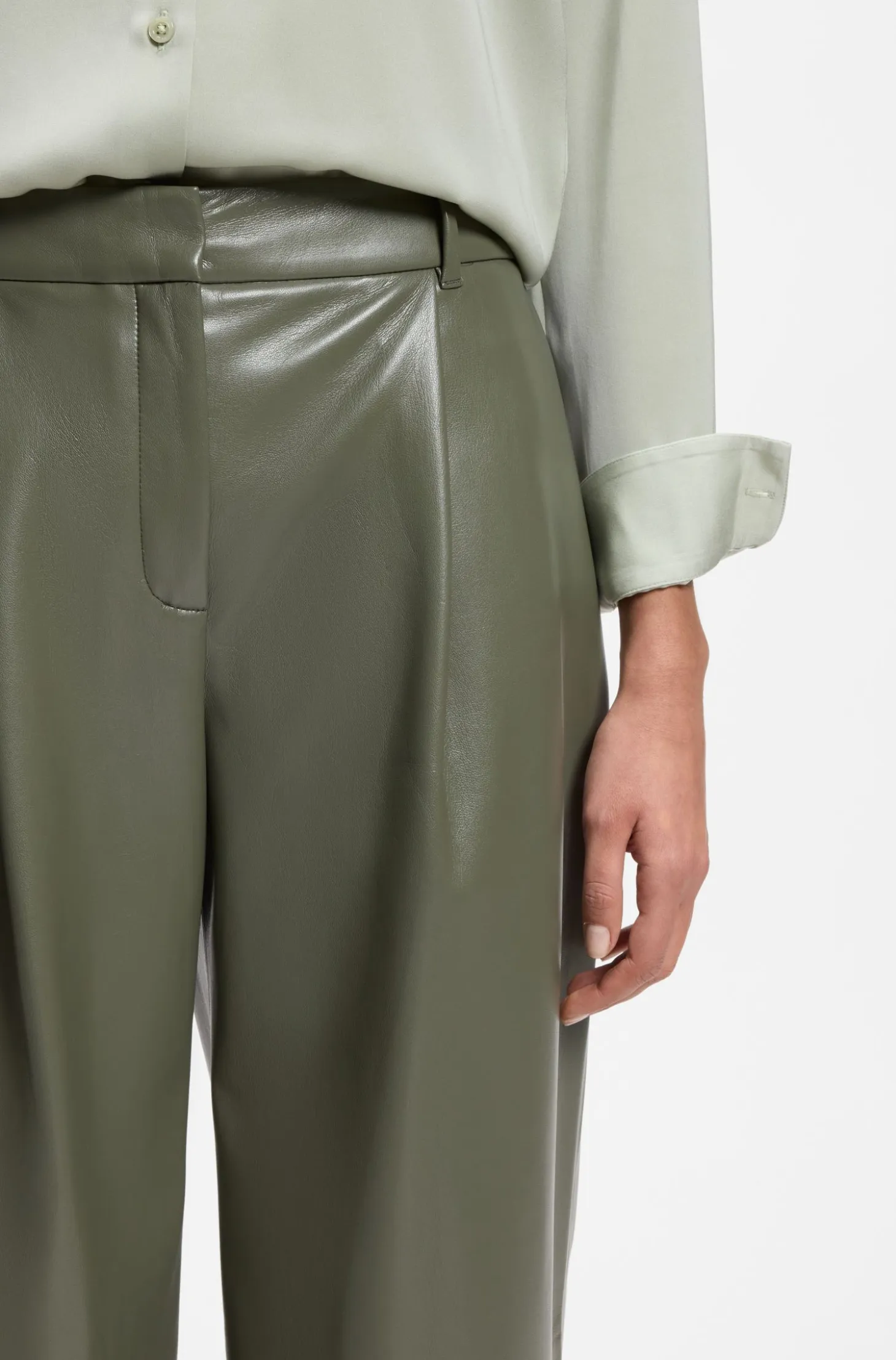 Wide-leg trousers in faux leather
