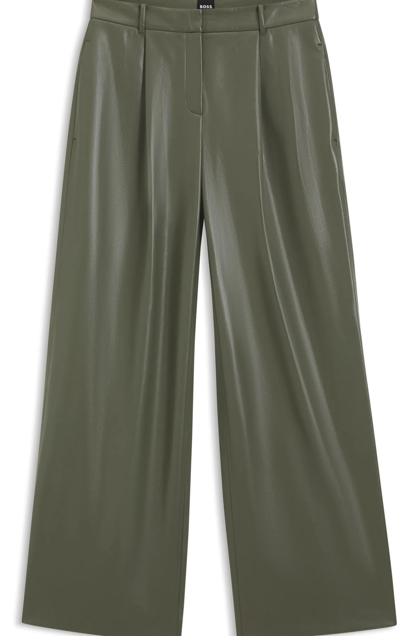 Wide-leg trousers in faux leather