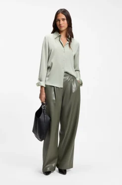 Wide-leg trousers in faux leather