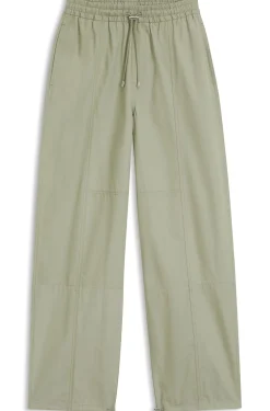 Wide-leg trousers in paper-touch cotton