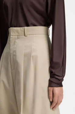 Wide-leg trousers in stretch cotton