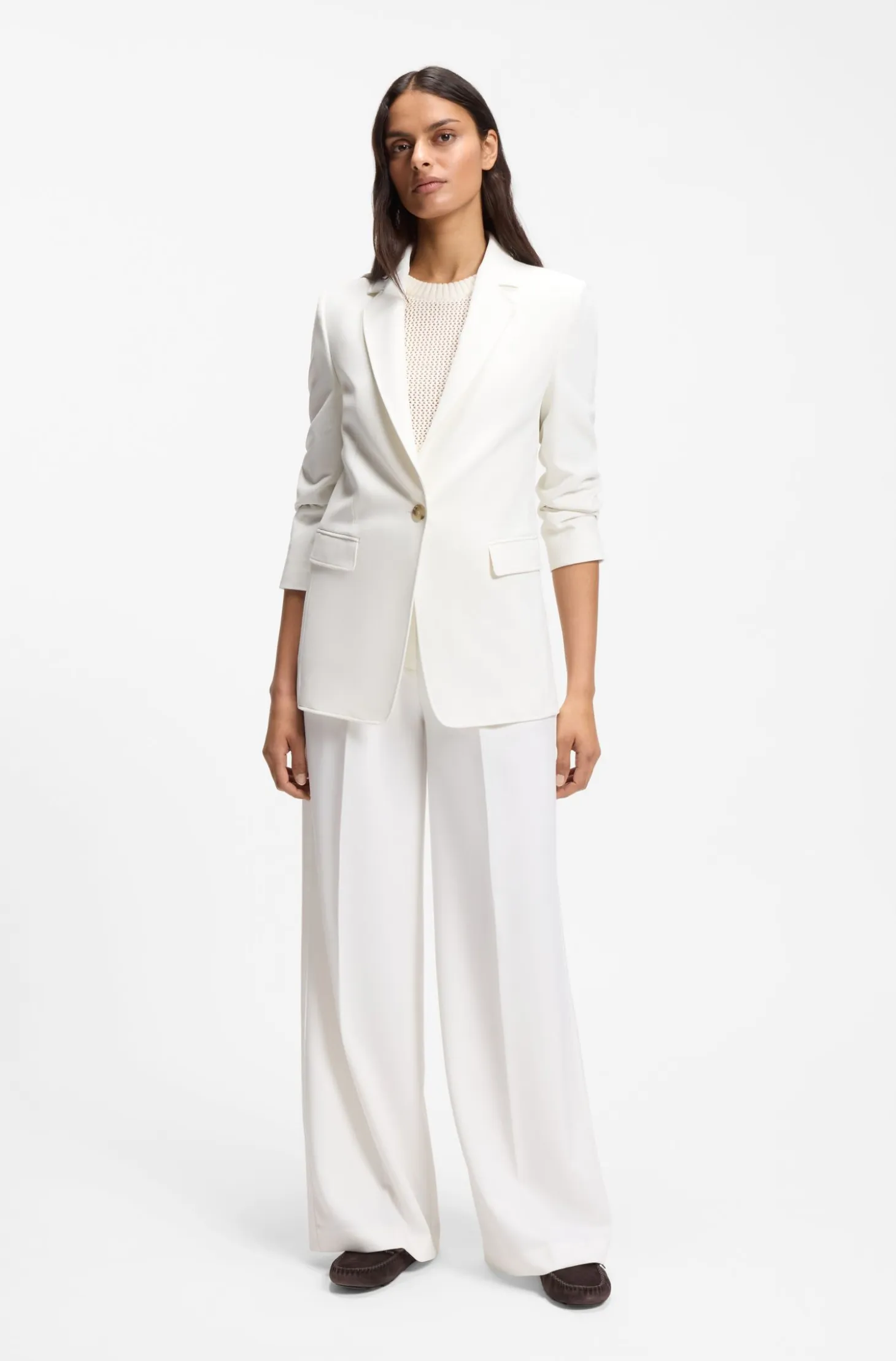 Wide-leg trousers in stretch fabric