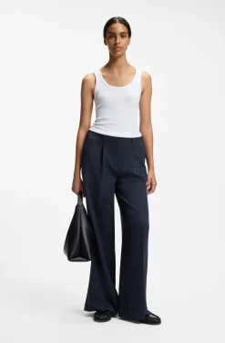 Wide-leg trousers in stretch fabric