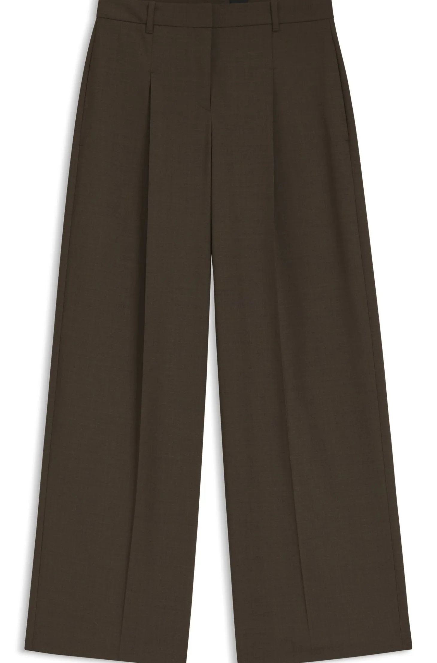 Wide-leg trousers in stretch fabric with front pleats