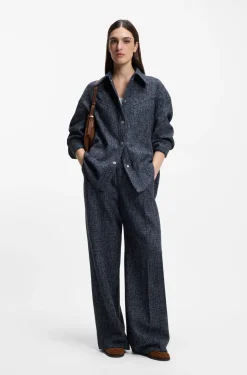 Wide-leg trousers in stretch tweed