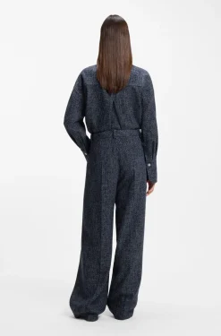 Wide-leg trousers in stretch tweed