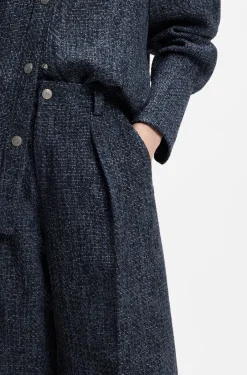 Wide-leg trousers in stretch tweed