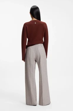 Wide-leg trousers with micro check