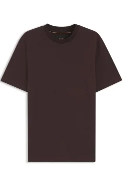 Windowpane-check T-shirt in a cotton and silk blend