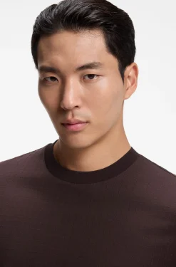 Windowpane-check T-shirt in a cotton and silk blend