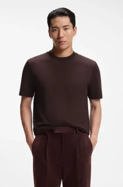 Windowpane-check T-shirt in a cotton and silk blend