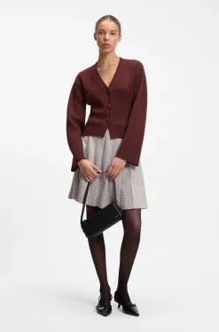 Wool-blend cardigan with logo rivet