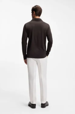Wool-blend polo shirt with Johnny collar