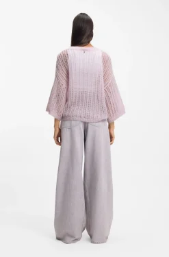 Wool-blend sweater with open knit