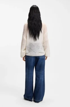 Wool-blend sweater with open knit