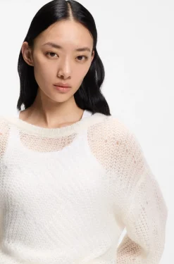 Wool-blend sweater with open knit