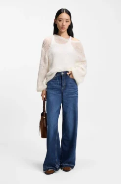 Wool-blend sweater with open knit